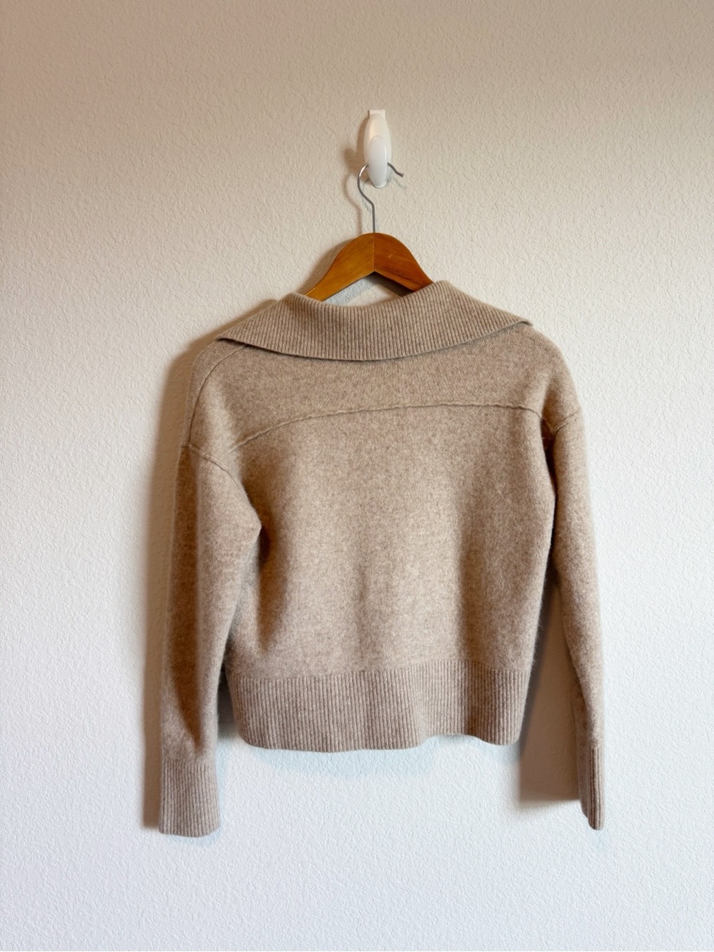 Free People Eloura Brown Tan Cashmere Henley Polo Sweater Size Small - Picture 6 of 8